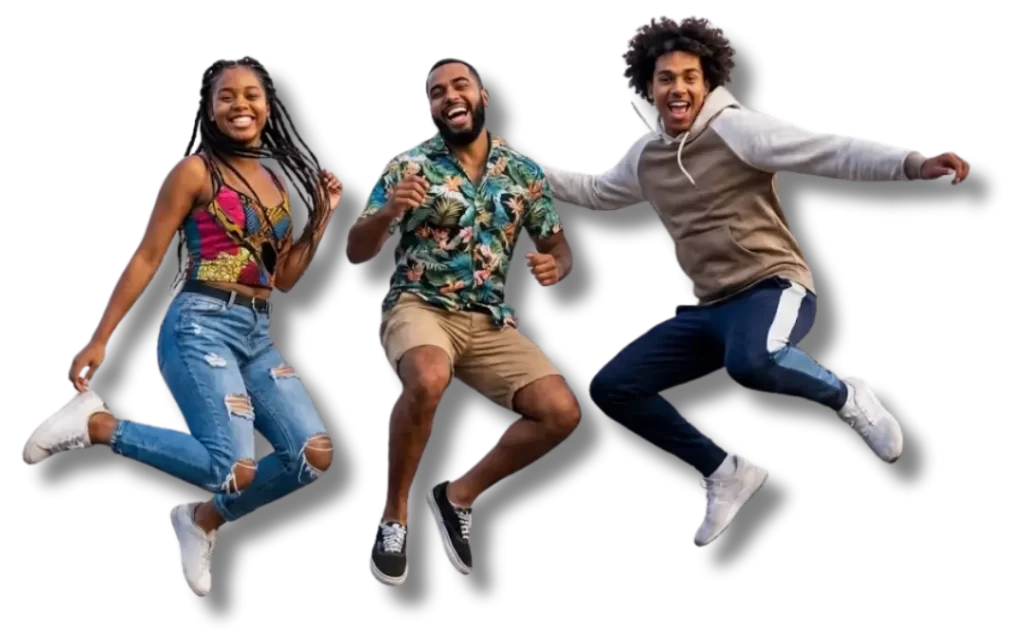 Trio de jeunes en mouvement