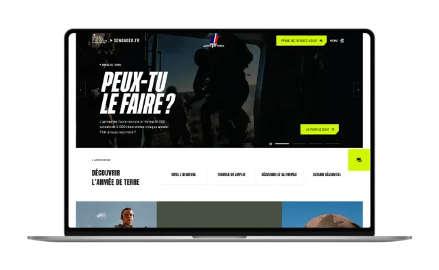 Page d'accueil du site SENGAGER.FR pour l'Armée de Terre