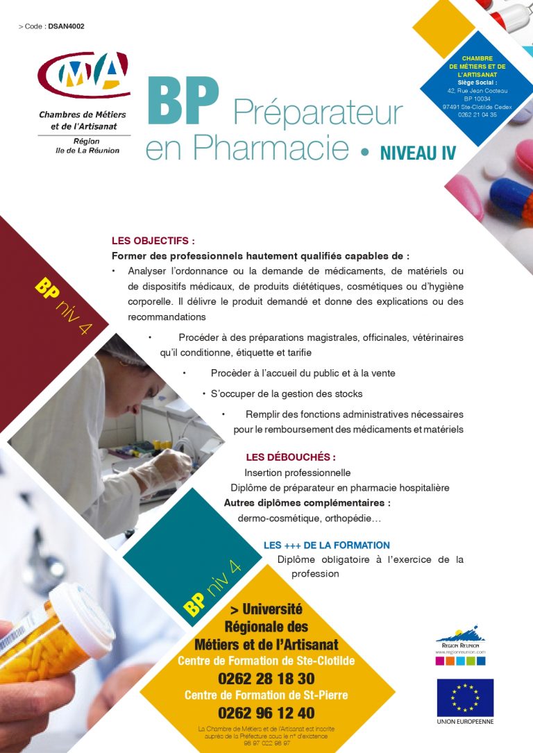 BP PRÉPARATEUR EN PHARMACIE EN APPRENTISSAGE Mission Locale Sud